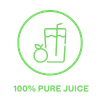 Green circle icon representing 100 percent pure juice