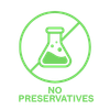Green circle icon indicating no preservatives added